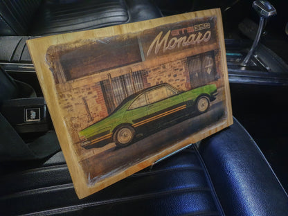 Monaro GTS handmade wood mounted car print